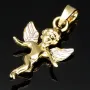 Engel-Anhänger aus glänzendem 14k (585) Bicolor Gold (Gelbgold und Weißgold)