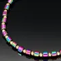 Stylisches Kugel Zug-Armband mit 25 edlen Goldperlen aus hochwertigem 585 14K und bunten, glänzenden Beads mit Flip Flop Effekt - längenverstellbar von 17cm -25cm