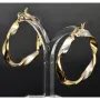 Noble Ohrringe / Creolen in trendigem Twist-Design aus edlem 585 / 14K Bicolor Gold (Gelbgold und Weißgold)