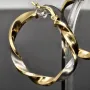 Noble Ohrringe / Creolen in trendigem Twist-Design aus edlem 585 / 14K Bicolor Gold (Gelbgold und Weißgold)