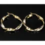 Noble Ohrringe / Creolen in trendigem Twist-Design aus edlem 585 / 14K Bicolor Gold (Gelbgold und Weißgold)