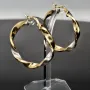 Noble Ohrringe / Creolen in trendigem Twist-Design aus edlem 585 / 14K Bicolor Gold (Gelbgold und Weißgold)