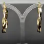 Noble Ohrringe / Creolen in trendigem Twist-Design aus edlem 585 / 14K Bicolor Gold (Gelbgold und Weißgold)