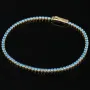 Trendiges Tennisarmband mit funkelnd, blauen Zirkoniasteinen aus 585 14K Gold in (ca. 16,5 cm Länge)