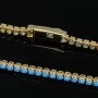 Trendiges Tennisarmband mit funkelnd, blauen Zirkoniasteinen aus 585 14K Gold in (ca. 16,5 cm Länge)