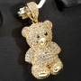 Glitzernder Teddy Bär-Anhänger aus 14K 585 Gelbgold mit Zirkonia besetzt