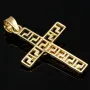 Jesus Christus Kreuz-Anhänger mit Greco Design aus glanzvollem 14k / 585 Bicolor Gold (Gelbgold und Weißgold)
