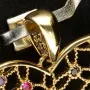 Herz-Anhänger aus Gold (14K 585 Gelbgold) mit bunten Zirkoniasteinen besetzt