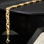 Gold-Armband aus wertvollem 14K 585er Gelbgold (ca. 21 cm Länge und 6mm Breite) mit halb poliertem und halb mattiertem Design