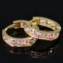 Mini-Creolen mit glitzernden, weißen und rosa Zirkonia aus edlem Gold (585 14K Gold)