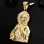 Jesus Christus-Anhänger aus edlem 14k / 585 Gold (Gelbgold) mit glitzernden Zirkonia