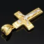 Jesus Kreuz-Anhänger aus glänzendem Bicolor Gold 14k / 585 (Gelbgold und Weißgold)
