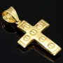 Jesus Kreuz-Anhänger aus glänzendem Bicolor Gold 14k / 585 (Gelbgold und Weißgold)