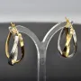 Oval geschwungene Greco Doppel - Creolen in 585er 14K Bicolor Gold (Gelbgold und Weißgold)