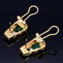 Handgearbeitete bicolor Smaragd-Ohrringe in modernem Design aus 750er (18k) Gold