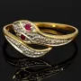 Außerwöhnlicher Ring in Form einer Schlange aus hochwertigem 18K 750 Gold (Bicolor - Gelbgold und Weißgold) mit Zirkonia - Größe 58