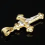 Feiner Jesus-Christus-Kreuz-Anhänger aus 14k 585 Gold Bicolor (Gelbgold und Weißgold)
