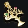 Baum des Lebens - Anhänger mit bunten Zirkoniasteinen aus Gold (14K 585 Gelbgold)