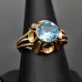 Vintage Damenring aus 333 8K Gold mit einem funkelnden, hellblauen Zirkonia - Größe 56