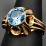 Vintage Damenring aus 333 8K Gold mit einem funkelnden, hellblauen Zirkonia - Größe 56