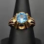 Vintage Damenring aus 333 8K Gold mit einem funkelnden, hellblauen Zirkonia - Größe 56