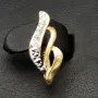 Glänzende Ohrringe mit stylischem Design aus Bicolor 585 14K Gold (Weißgold und Gelbgold)