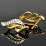 Glänzende Ohrringe mit stylischem Design aus Bicolor 585 14K Gold (Weißgold und Gelbgold)