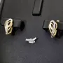 Glänzende Ohrringe mit englischem Verschluss aus massivem 14K / 585 Bicolor Gold (Gelbgold und Weißgold)
