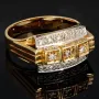 Glitzender Bicolor Ring aus Gelbgold und Weißgold (14K 585 Gold) in zeitlosem Design, besetzt mit funkelnden Zirkoniasteinen RG ca. 58
