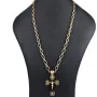 Exklusiver russisch-orthodoxer Jesus Christus Kreuzanhänger mit passender außergewöhnlicher Halskette mit detailreichen Verzierungen und großem Goldanteil (14K / 585 Gold) ca. 70cm