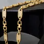 Bling-Bling Plättchenkette (Plattenkette) - Steigbügelkette aus hochwertigem 585 14K Gold mit funkelnden Zirkonia besetzt ca. 6-7 mm breit, 65cm