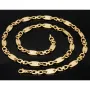 Bling-Bling Plättchenkette (Plattenkette) - Steigbügelkette aus hochwertigem 585 14K Gold mit funkelnden Zirkonia besetzt ca. 6-7 mm breit, 65cm