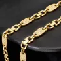 Bling-Bling Plättchenkette (Plattenkette) - Steigbügelkette aus hochwertigem 585 14K Gold mit funkelnden Zirkonia besetzt ca. 6-7 mm breit, 65cm