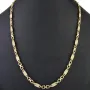 Bling-Bling Plättchenkette (Plattenkette) - Steigbügelkette aus hochwertigem 585 14K Gold mit funkelnden Zirkonia besetzt ca. 6-7 mm breit, 65cm