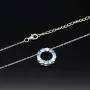 Bezauberndes Schmuck-Set aus 925 Silber, bestehend aus einer Halskette (ca. 45cm + 5cm Verlängerung) und einem bezaubernden Anhänger mit Zirkoniasteinen (hellblau)