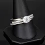 Ring-Schmuck-Set aus hochwertigem 925er Sterling Silber - Ringset 3tlg. mit Zirkoniasteinen (Diamantimitat) = 1,56ct Brillantschliff Silber rhodiniert