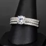 Ring-Schmuck-Set aus hochwertigem 925er Sterling Silber - Ringset 3tlg. mit Zirkoniasteinen (Diamantimitat) = 1,56ct Brillantschliff Silber rhodiniert