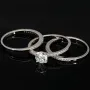 Ring-Schmuck-Set aus hochwertigem 925er Sterling Silber - Ringset 3tlg. mit Zirkoniasteinen (Diamantimitat) = 1,56ct Brillantschliff Silber rhodiniert