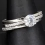 Ring-Schmuck-Set aus hochwertigem 925er Sterling Silber - Ringset 3tlg. mit Zirkoniasteinen (Diamantimitat) = 1,56ct Brillantschliff Silber rhodiniert