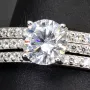 Ring-Schmuck-Set aus hochwertigem 925er Sterling Silber - Ringset 3tlg. mit Zirkoniasteinen (Diamantimitat) = 1,56ct Brillantschliff Silber rhodiniert