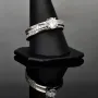 Ring-Schmuck-Set aus hochwertigem 925er Sterling Silber - Ringset 3tlg. mit Zirkoniasteinen (Diamantimitat) = 1,56ct Brillantschliff Silber rhodiniert