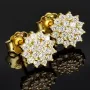 Feine Ohrstecker mit funkelnden Zirkonia (Diamant-Imitation-Steine, Brillantschliff) auf edlem 925er Silber, vergoldet