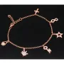 Exquisites Silber-Armband / Bettelarmband aus edlem Sterling 925 Silber rosé vergoldet mit fantasievollen Anhängern, verziert mit zahlreichen funkelnden Zirkoniasteinen (Diamantoptik), längenverstellbar ca. 17 – 20 cm