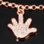 Exquisites Silber-Armband / Bettelarmband aus edlem Sterling 925 Silber rosé vergoldet mit fantasievollen Anhängern, verziert mit zahlreichen funkelnden Zirkoniasteinen (Diamantoptik), längenverstellbar ca. 17 – 20 cm