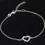 Feines Armband aus 925er Sterling Silber mit Herz-Anhänger und funkelnden Zirkoniasteinen (Diamantimitaten) - Länge verstellbar in ca. 18, 19, 20, 21, 22 cm
