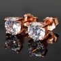 Stilvolle Ohrstecker aus rosévergoldetem 925er Sterlingsilber mit Zirkonia (Diamantimitat, Brillantschliff)