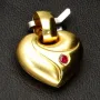 Zeitlos schöner Herzanhänger aus 333er Bicolor-Gold mit rotem Zirkonia