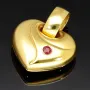 Zeitlos schöner Herzanhänger aus 333er Bicolor-Gold mit rotem Zirkonia