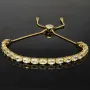 Armband für Damen aus 925er Silber, vergoldet, besetzt mit vielen funkelnden, hochkarätigen Zirkonia im Ovalschliff in edlen Krappenfassungen - längenverstellbar in ca. 16, 17, 18, 19, 20, 21, 22, 23 und 24 cm