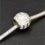 Stilvolles 925 sterling Silberarmband mit funkelndem Kugel-Bead, besetzt mit vielen kleinen Zirkonia (Diamantimitaten) - Länge verstellbar von ca. 19 bis 22 cm